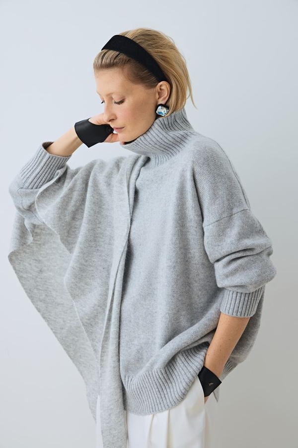 Стилизуем свитеры-оверсайз, чтобы они не полнили. Фото 5