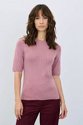 Джемпер с коротким рукавом с кашемиром, ягодный