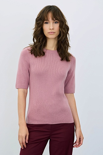 Джемпер с коротким рукавом с кашемиром, ягодный