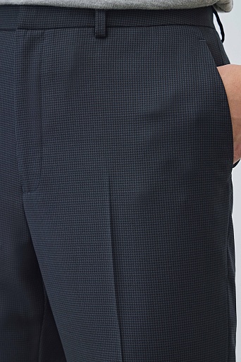 Зауженные костюмные брюки из шерсти в мелкую клетку, темно-серые ANNIKA