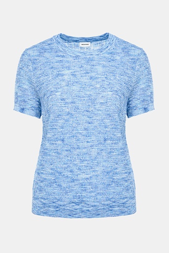 Вязаная футболка с хлопком, фиолетово-голубая