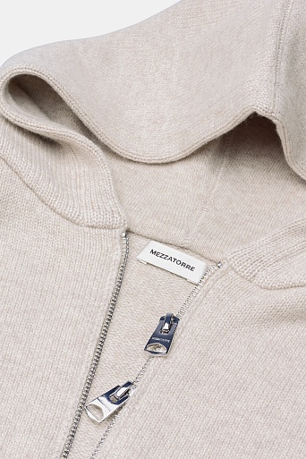 Трикотажная толстовка на молнии из шерсти, бежевый меланж