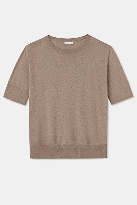 Джемпер из хлопка с коротким рукавом, светло-коричневый