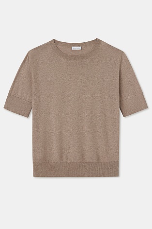 Джемпер из хлопка с коротким рукавом, светло-коричневый