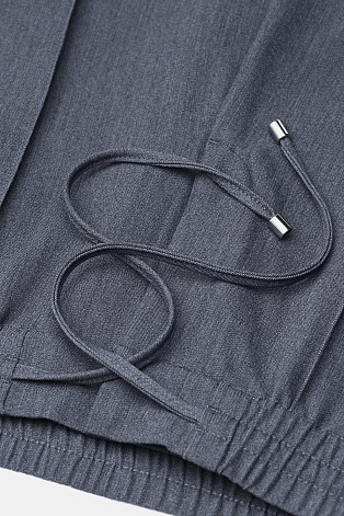 Зауженные брюки на кулиске, серый меланж