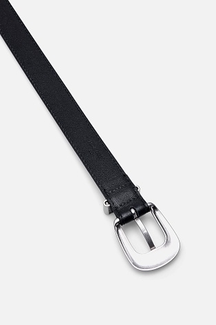 Кожанный однотонный ремень, черный