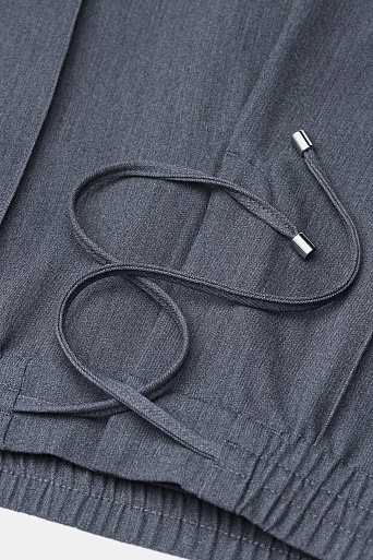 Зауженные брюки на кулиске, серый меланж