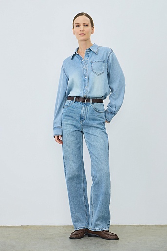 Джинсовая рубашка из тенселя, голубая
