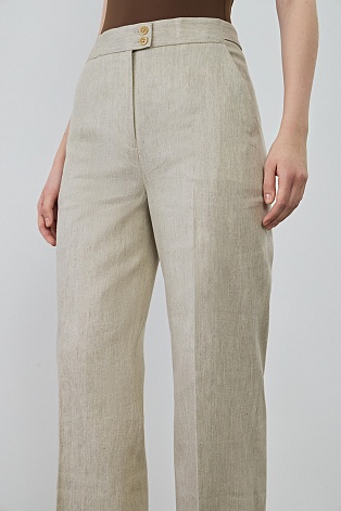 Расклешенные брюки со льном, цвет овсяное молоко