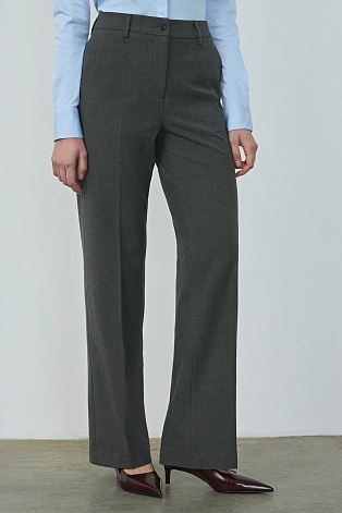 Брюки прямого силуэта, серый меланж