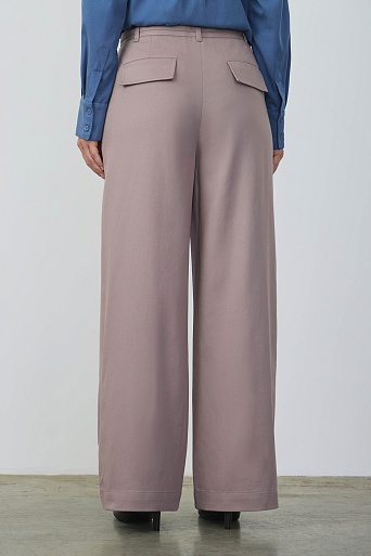 Широкие брюки с декоративным поясом, цвет серый