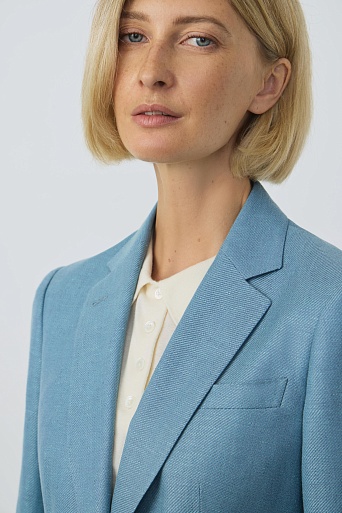 Однотонный пиджак голубого цвета ZEA