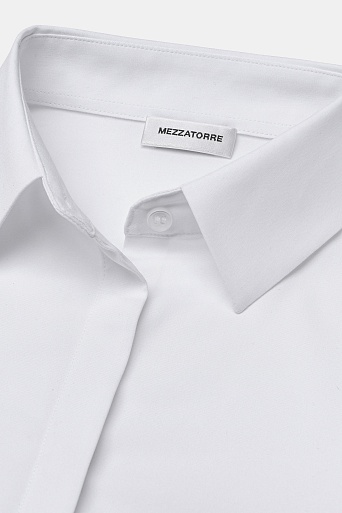 Приталенная блузка-рубашка, белая