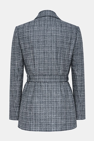 Жакет на поясе в клетку, серый