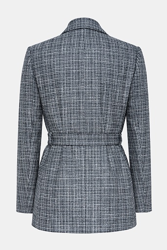 Костюмный жакет из букле в клетку, серый