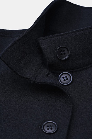 Пальто с воротником-стойкой, темно-синее