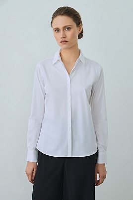Приталенная блузка-рубашка, белая