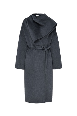 Пальто с кашемиром с лацканом-шалью, графитовое
