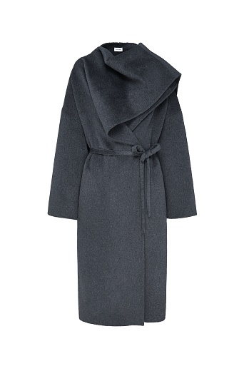 Пальто с кашемиром с лацканом-шалью, графитовое