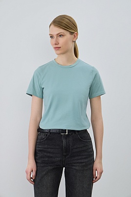 Базовая футболка из хлопка, мятно-голубая