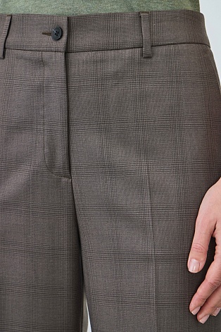 Свободные костюмные брюки из шерсти с кашемиром, серо-коричневые MARIA