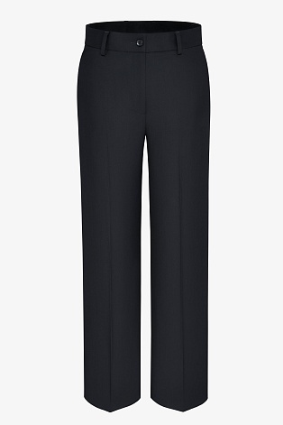 Брюки прямого силуэта из шерсти, черные