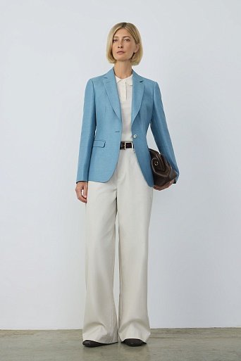 Однотонный пиджак голубого цвета ZEA