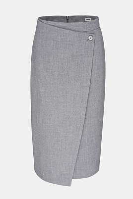 Ассиметричная юбка с запахом, серая