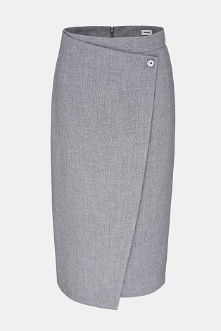 Ассиметричная юбка с запахом, серая