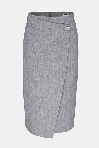 Ассиметричная юбка с запахом, серая