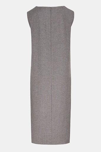 Платье-футляр без рукавов, серо-коричневое