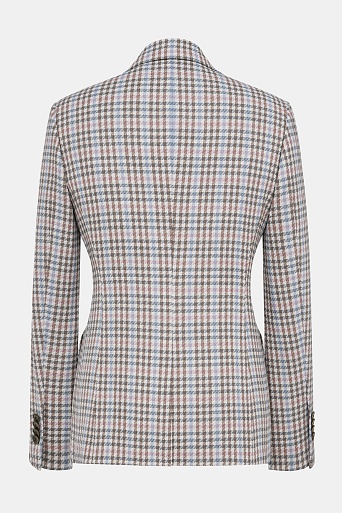 Приталенный жакет в мелкую клетку, коричневый с голубым AGATHA