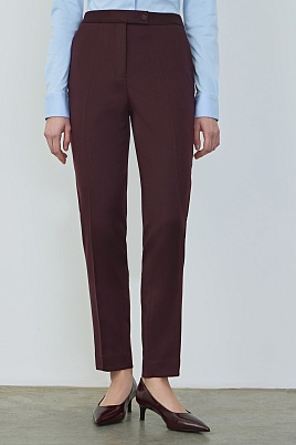 Костюмные зауженные брюки из шерсти, винные Casey