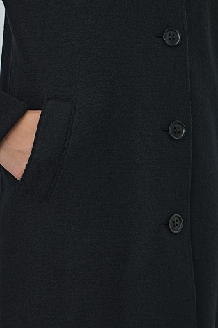 Пальто с воротником-стойкой, черное