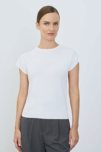 Трикотажный топ с коротким рукавом, белый