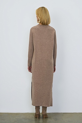 Трикотажное платье с кашемиром, светло-коричневое