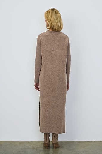 Трикотажное платье с кашемиром, светло-коричневое