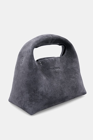 Замшевая сумка на цепочке, темно-серая