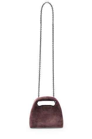 Замшевая сумка на цепочке, бордовая