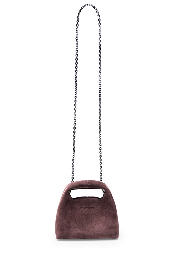 Замшевая сумка на цепочке, бордовая