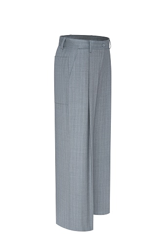 Широкие костюмные брюки из шерсти в меловую полоску, серые