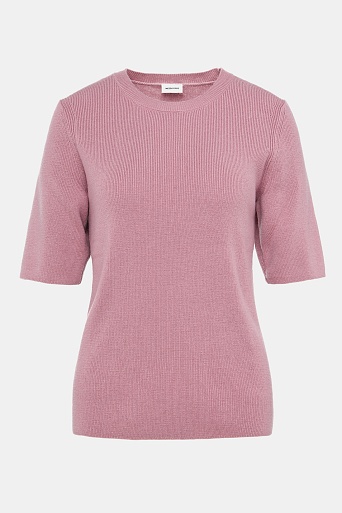 Джемпер с коротким рукавом с кашемиром, ягодный