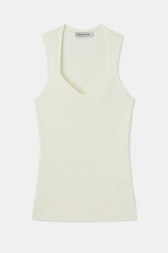 Топ в рубчик на широких бретелях, белый