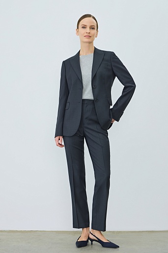 Костюмный жакет из шерсти в мелкую клетку, темно-серый AGATHA