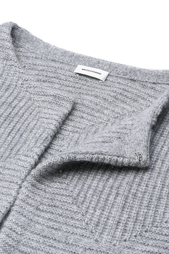 Вязаный кардиган с поясом, серый