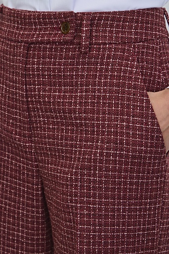 Прямые свободные брюки в белую клетку, кирпичные ELEANOR