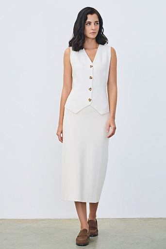 Трикотажная юбка ниже колена с кашемиром, белая