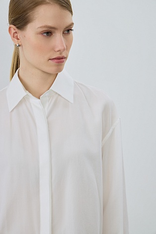Свободная рубашка из лиоцелла, молочная