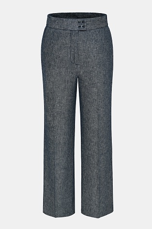 Расклешенные брюки из хлопка и льна, темно-серый меланж