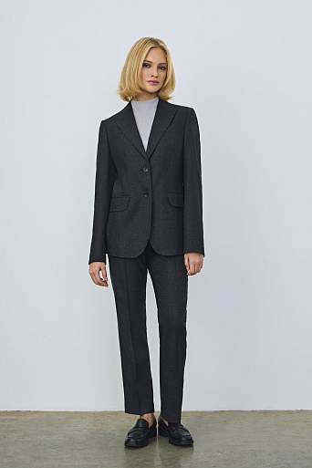 Зауженные брюки со стрелками, темно-серый меланж